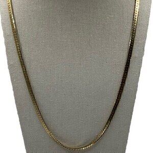 14K 14/20 Yellow Gold Filled GF 29.5" Long Men’s Necklace Thin Flat Chai…